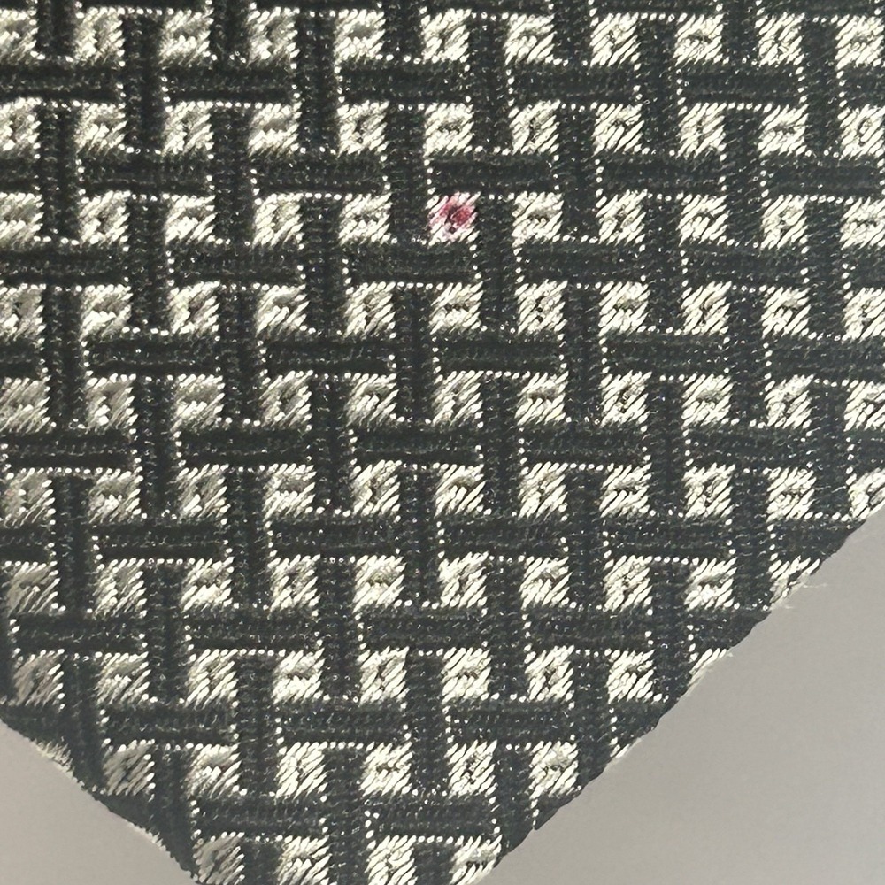 Renato Balestra Vintage 100% Silk Tie Made In Italy Black White Geometric Tie